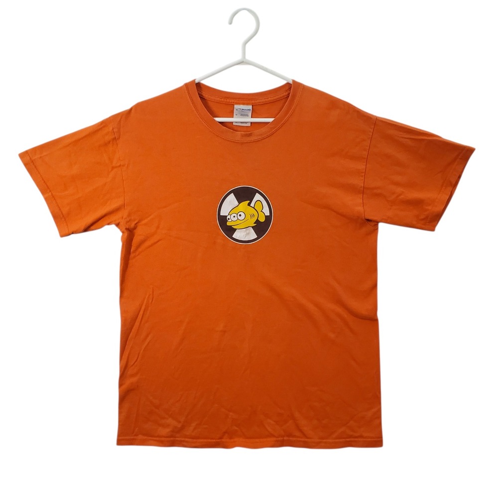 The Simpsons Blinky Three-Eyed Fish Orange T-Shirt Mens Medium Cotton Gildan Tee
